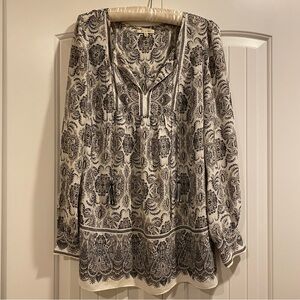 Max Studio Black and White Boho Long Sleeved Top